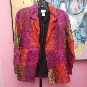 Chico's Patchwork Embroidered Jacket Size 1